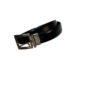 New Size 42 Perry Ellis Men's Black / Brown Reversible Leather Belt